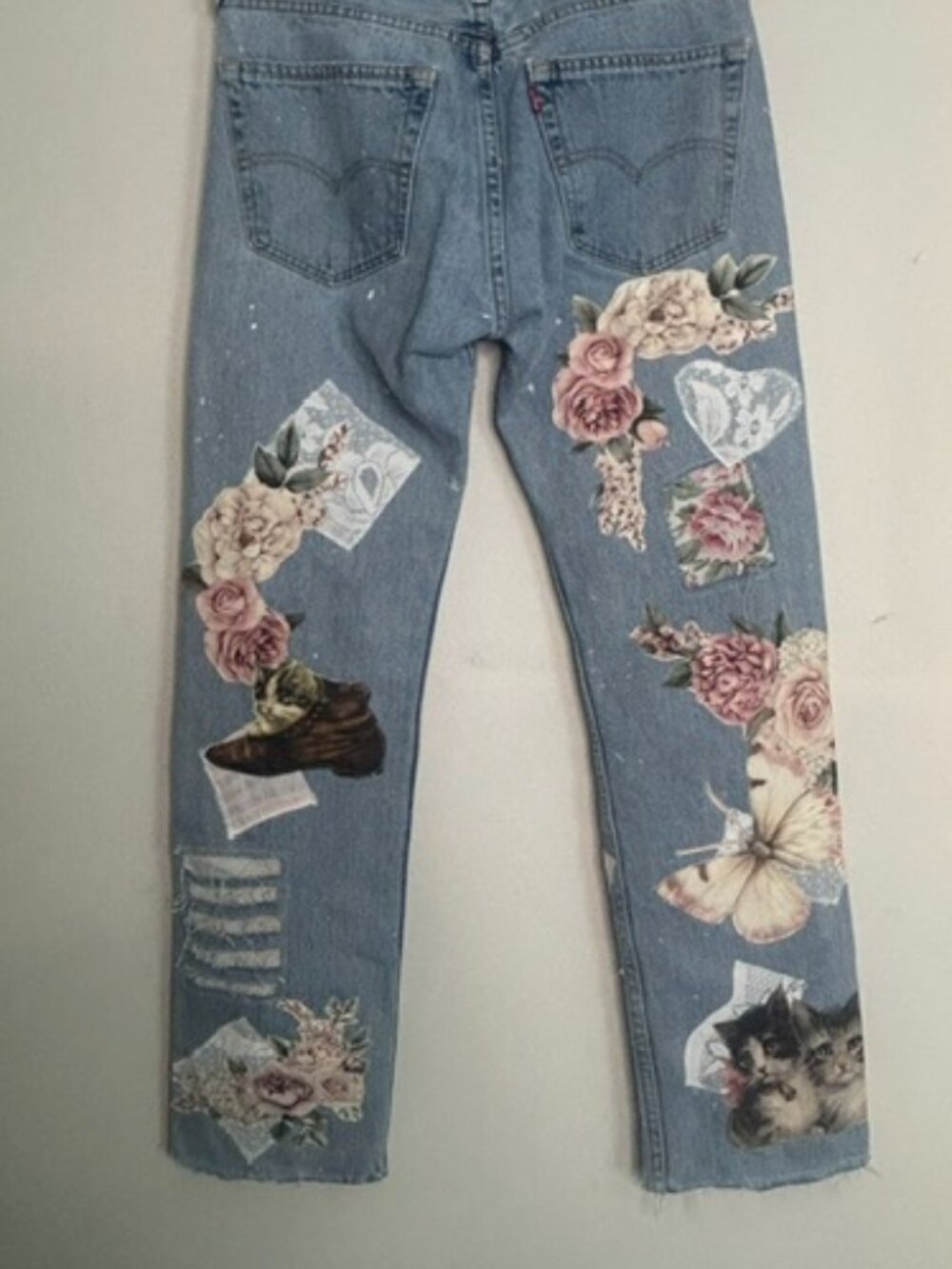 Hand Made One of a Kind Authentic Upcycled Patchwork Levi Denim W32/ L32 Jeans - Picture 16 of 16